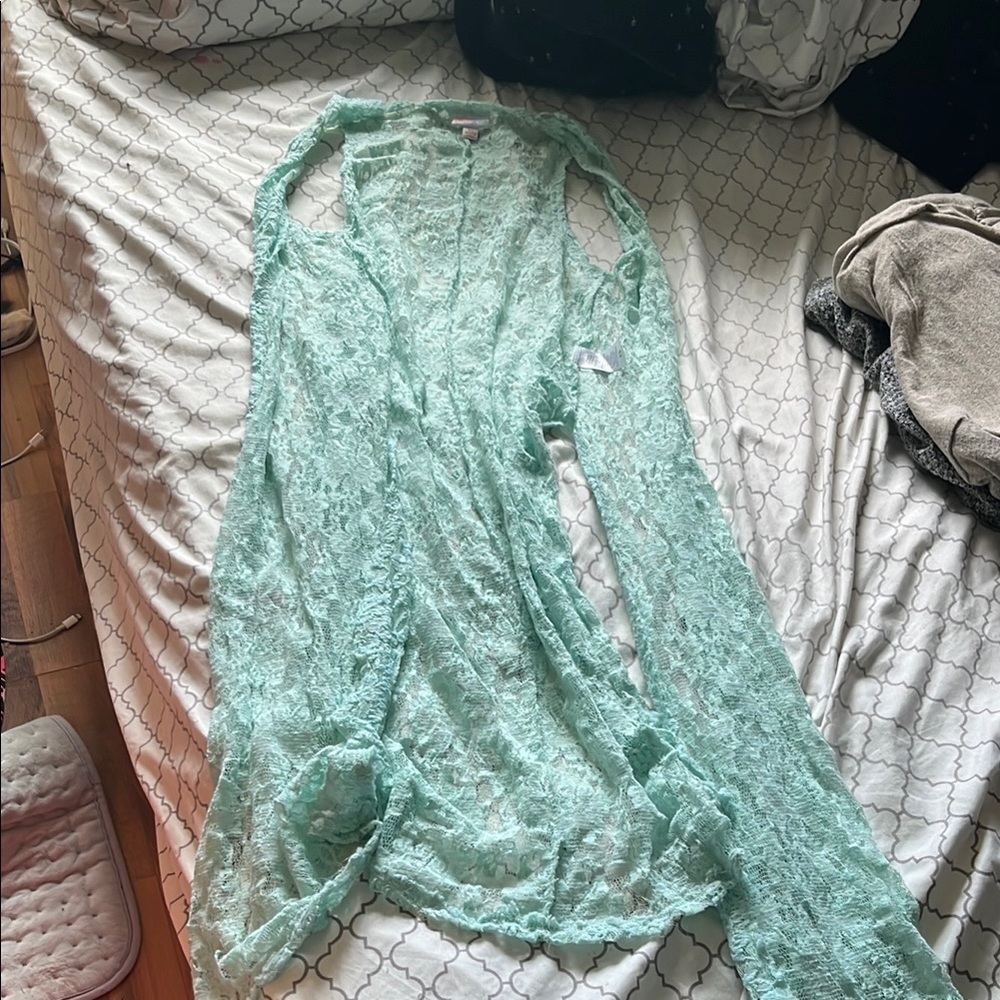 Mint Green Lace Women's Kimono